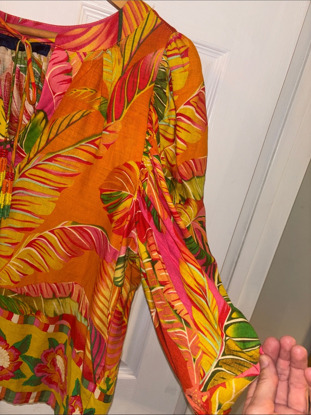 RACHEL Rachel Roy Orange Tunic with Pink and Green Tropical Print - Picture 6 of 8